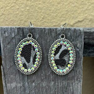 Black and White Leopard Print Earring